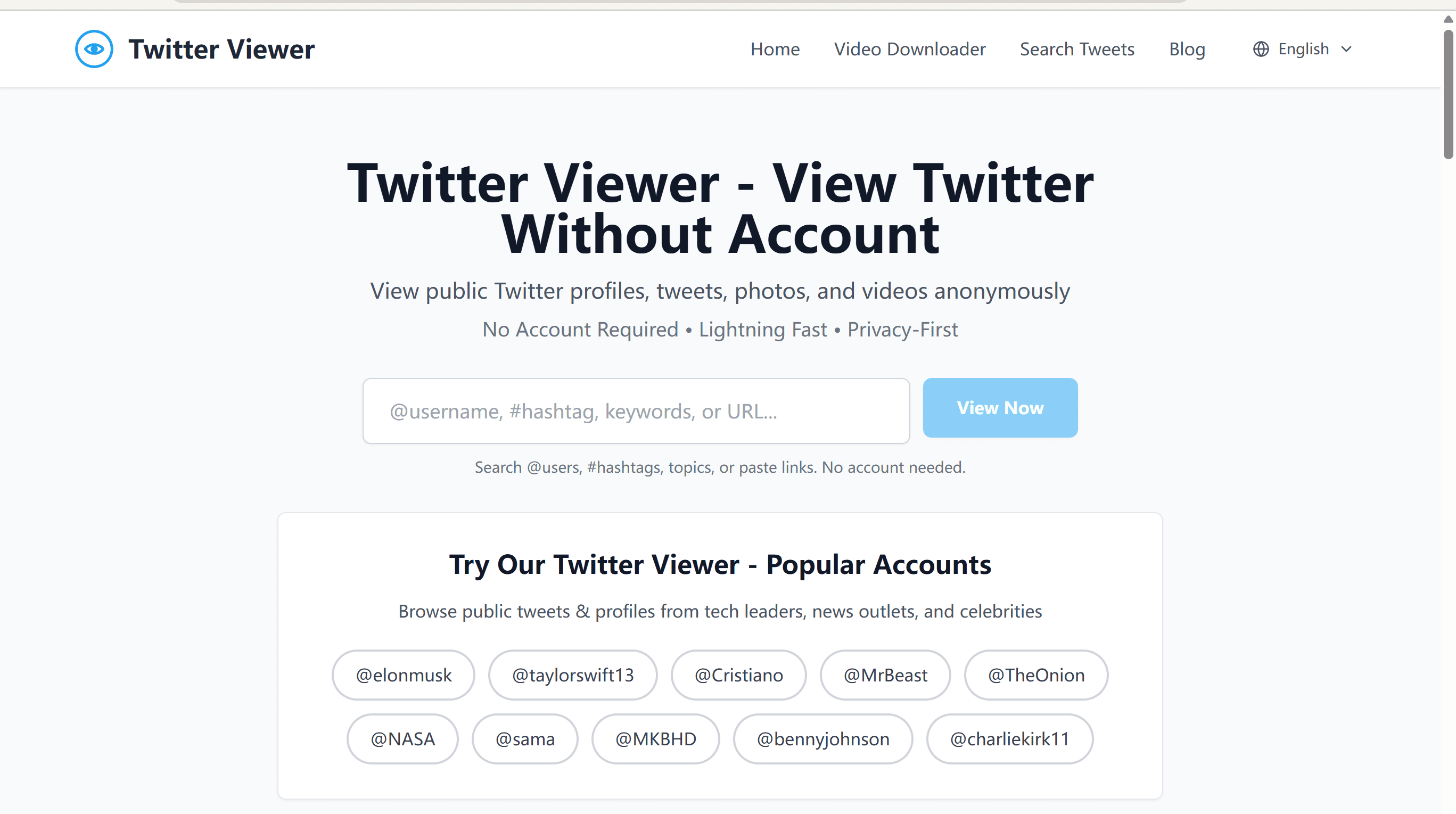 TwitterWebViewer Startseite - Twitter ohne Anmeldung ansehen